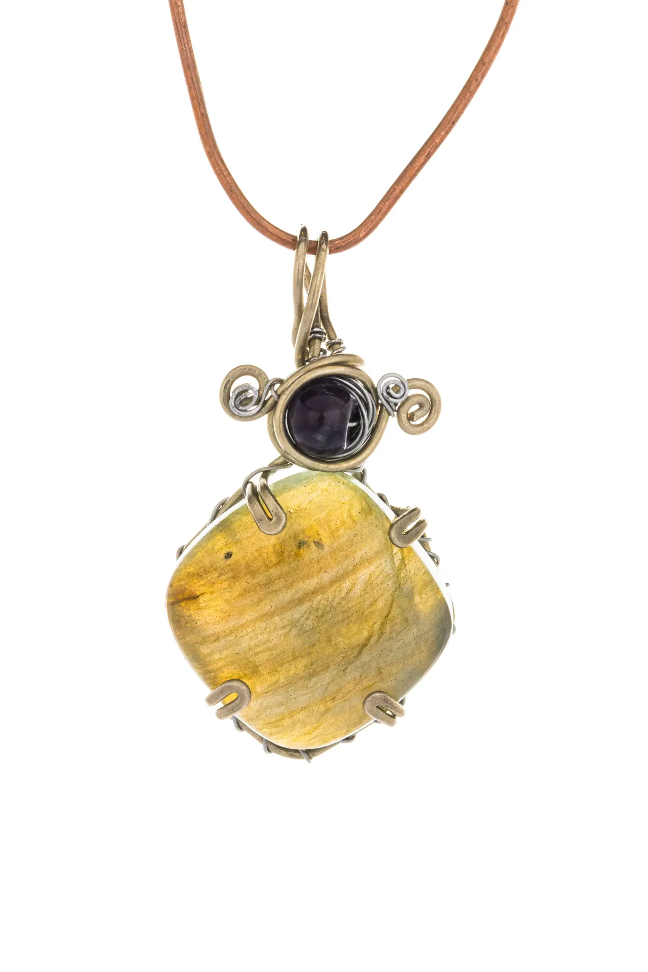 [DI-MX-LA-016] North Reflection — Labradorite and amethyst charm