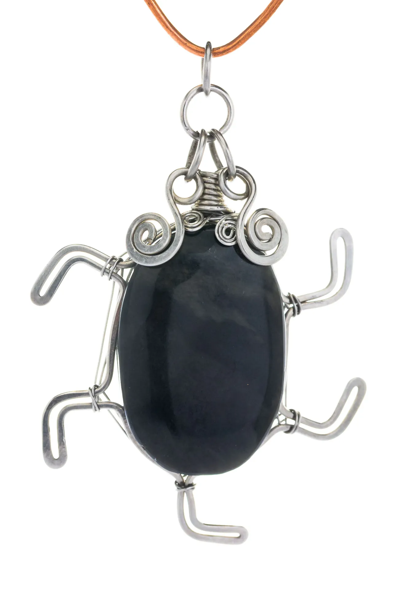 Reflejo del Camino — Dije de obsidiana arcoíris y acero inoxidable